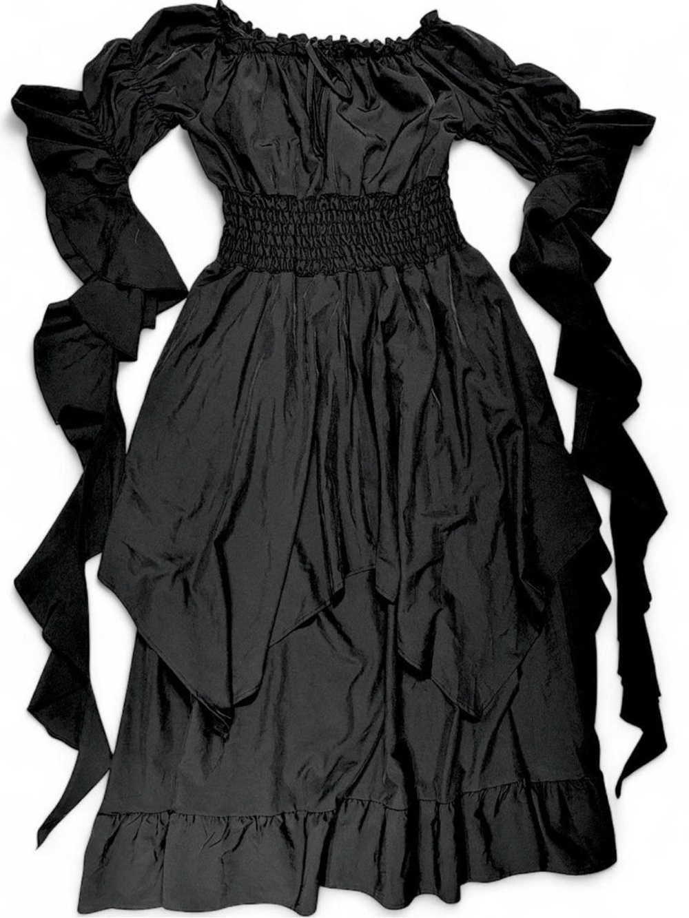 Witchy Black Puff Sleeve Maxi Dress - Large